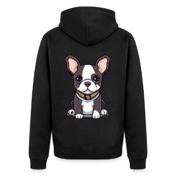 Niedliche Bulldogge Mops Hund - Unisex Premium Bio Zip Hoodie - Schwarz - Hinten - Nico (187cm)