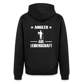 Angeln - Unisex Premium Bio Zip Hoodie - Schwarz - Hinten - Nico (187cm)