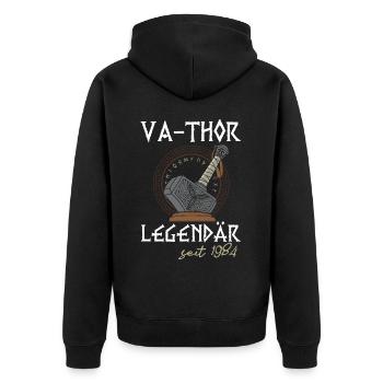 Va-Thor 39e anniversaire père légendaire depuis 1984 - Veste à capuche bio Premium Unisexe - noir - Dos - Nico (187cm)