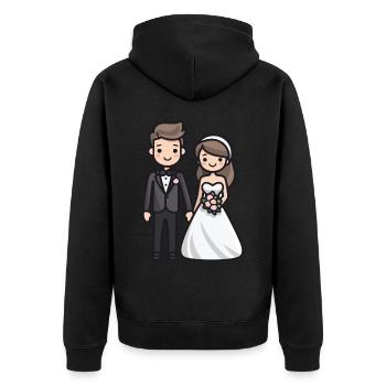 Jeunes mariés, Mariage, Mariée, Marié - Veste à capuche bio Premium Unisexe - noir - Dos - Nico (187cm)
