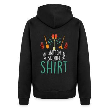 Garten Buddel Gärtner - Unisex Premium Bio Zip Hoodie - Schwarz - Hinten - Nico (187cm)