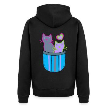 Retro Cats Bag Cats Kids 80's - Unisex Premium Organic Zip Hoodie - black - Back - Nico (187cm)