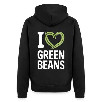 Grüne Bohnen - Unisex Premium Bio Zip Hoodie - Schwarz - Hinten - Nico (187cm)