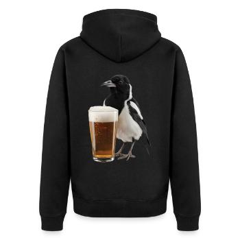 Elster Bier - Unisex Premium Bio Zip Hoodie - Schwarz - Hinten - Nico (187cm)