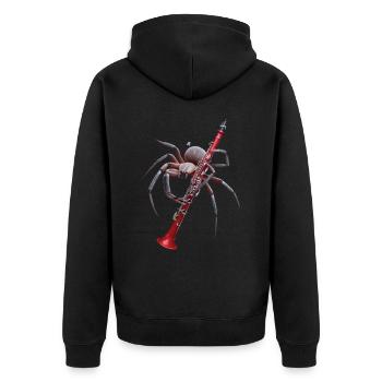 Spinne Klarinette - Unisex Premium Bio Zip Hoodie - Schwarz - Hinten - Nico (187cm)