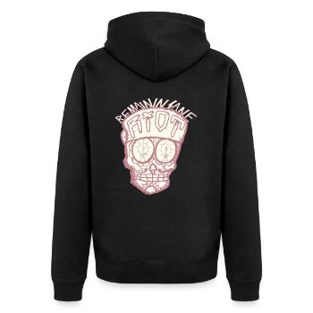 SugarSkull - Unisex Premium Bio Zip Hoodie - Schwarz - Hinten - Nico (187cm)