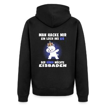 eisbaden kryotherapie eisbader könig kneipp - Unisex Premium Bio Zip Hoodie - Schwarz - Hinten - Nico (187cm)