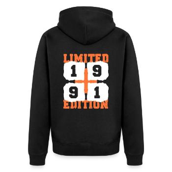 1991 Birthday 31 Years Limited Edition - Unisex Premium Organic Zip Hoodie - black - Back - Nico (187cm)