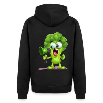 Veganes Leben - Lustiges Brokkoli Design - Unisex Premium Bio Zip Hoodie - Schwarz - Hinten - Nico (187cm)