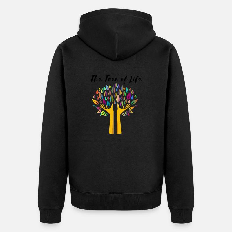 Der Baum des Lebens - Unisex Premium Bio Zip Hoodie - Schwarz