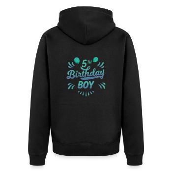 Birthday boy 5th - Unisex Premium Organic Zip Hoodie - black - Back - Nico (187cm)