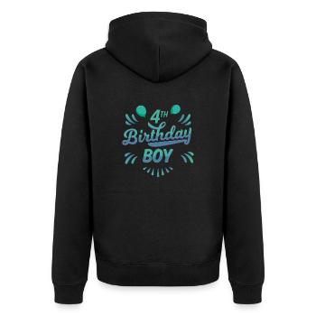 Birthday boy 4th - Unisex Premium Organic Zip Hoodie - black - Back - Nico (187cm)