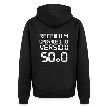 50th birthday. - Unisex Premium Organic Zip Hoodie - black - Back - Nico (187cm)