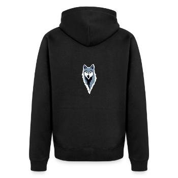 grauer Wolf, Kopf, print - Unisex Premium Bio Zip Hoodie - Schwarz - Hinten - Nico (187cm)