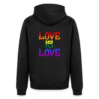 Love is Love, Pride, CSD, LGBTQ - Unisex Premium Bio Zip Hoodie - Schwarz - Hinten - Nico (187cm)