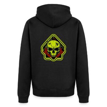 Totenschädel - Unisex Premium Bio Zip Hoodie - Schwarz - Hinten - Nico (187cm)