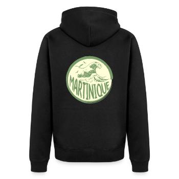 Karibische Wellen von Martinique - Unisex Premium Bio Zip Hoodie - Schwarz - Hinten - Nico (187cm)