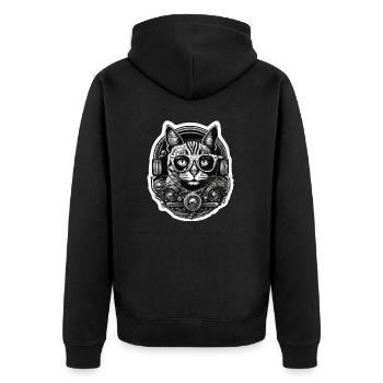 Cool Cat / Funny / Animal / Pet / Crazy - Unisex Premium Organic Zip Hoodie - black - Back - Nico (187cm)