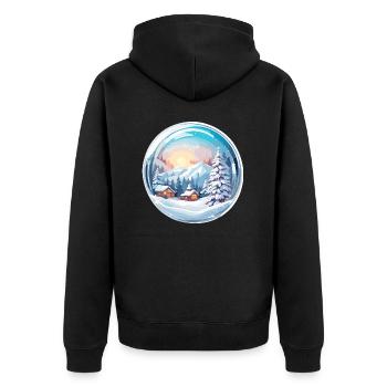 Snow Globe / Winter Magic / Snow / Souvenir - Unisex Premium Organic Zip Hoodie - black - Back - Nico (187cm)
