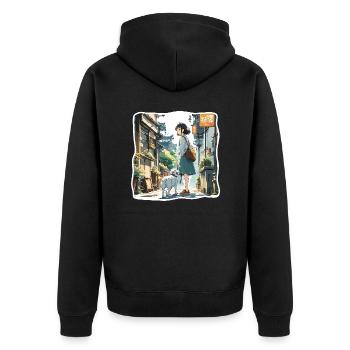 Anime / Comic / Japanisch / Zeichentrick / Cartoon - Unisex Premium Bio Zip Hoodie - Schwarz - Hinten - Nico (187cm)