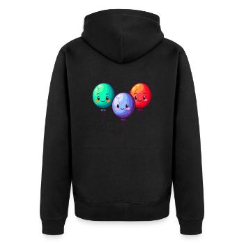 Ballons für Kinder - Unisex Premium Bio Zip Hoodie - Schwarz - Hinten - Nico (187cm)