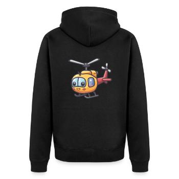 Lächelnder Hubschrauber - Unisex Premium Bio Zip Hoodie - Schwarz - Hinten - Nico (187cm)