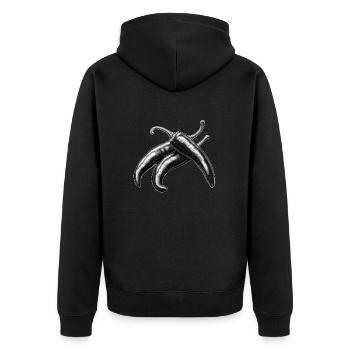 Chili - Unisex Premium Bio Zip Hoodie - Schwarz - Hinten - Nico (187cm)