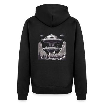Alien / Vaisseau spatial / OVNI / Zone 51 / Tout / Mars - Veste à capuche bio Premium Unisexe - noir - Dos - Nico (187cm)