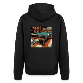 Billardtisch / Billiardkugel / 8 Ball / Pool / Kö - Unisex Premium Bio Zip Hoodie - Schwarz - Hinten - Nico (187cm)