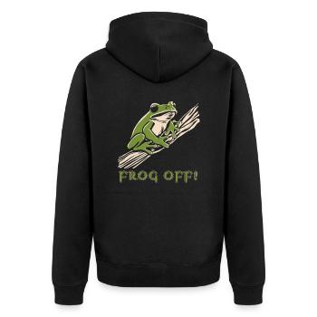 Baumfrosch 2024 2 - Unisex Premium Bio Zip Hoodie - Schwarz - Hinten - Nico (187cm)
