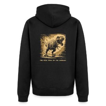 T Rex 07 2024 01 - Veste à capuche bio Premium Unisexe - noir - Dos - Nico (187cm)