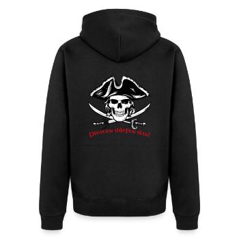 Pirate Skull 07 2024 Zeichenfläche 1 - Unisex Premium Bio Zip Hoodie - Schwarz - Hinten - Nico (187cm)