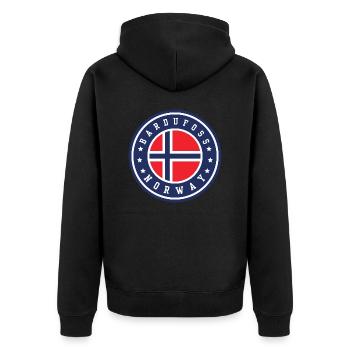 Bardufoss Norwegen - Unisex Premium Bio Zip Hoodie - Schwarz - Hinten - Nico (187cm)