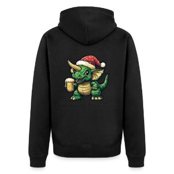 Dinosaurier triceratops Weihnachten Bier - Unisex Premium Bio Zip Hoodie - Schwarz - Hinten - Nico (187cm)