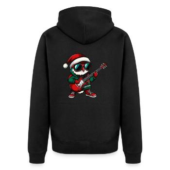 Owl Christmas Guitar - Unisex Premium Organic Zip Hoodie - black - Back - Nico (187cm)