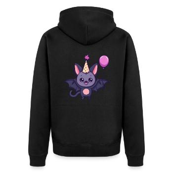 Fledermaus Geburtstag Comic Niedlich - Unisex Premium Bio Zip Hoodie - Schwarz - Hinten - Nico (187cm)