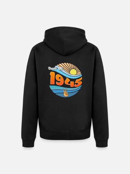 Vintage Best of 1945 – Celebrating 80 Years of - Unisex Premium Organic Zip Hoodie - black
