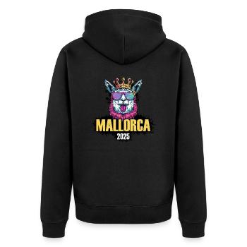 Mallorca 2025 Alpaca Party Holiday - Unisex Premium Organic Zip Hoodie - black - Back - Nico (187cm)