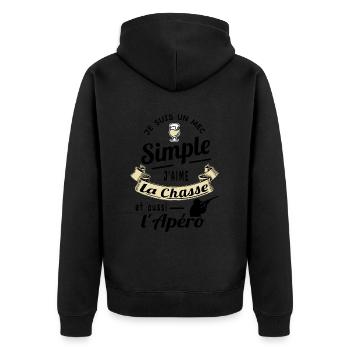 Je suis un mec simple chasse apéro humour papa - Veste à capuche bio Premium Unisexe - noir - Dos - Nico (187cm)