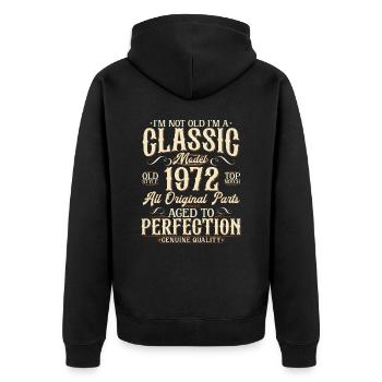 Né en 1972 Vintage Vintage Cadeau d’anniversaire - Veste à capuche bio Premium Unisexe - noir - Dos - Nico (187cm)