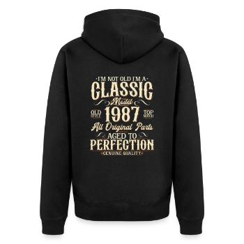 1987 Jahrgang geboren Vintage Geburtstag Geschenk - Unisex Premium Bio Zip Hoodie - Schwarz - Hinten - Nico (187cm)