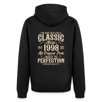 1998 Jahrgang geboren Vintage Geburtstag Geschenk - Unisex Premium Bio Zip Hoodie - Schwarz - Hinten - Nico (187cm)