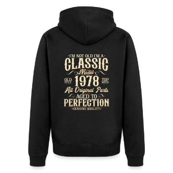 1978 Vintage Born Vintage Cadeau d’anniversaire - Veste à capuche bio Premium Unisexe - noir - Dos - Nico (187cm)