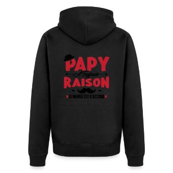 Papy a toujours raison si mamie est d'accord - Veste à capuche bio Premium Unisexe - noir - Dos - Nico (187cm)