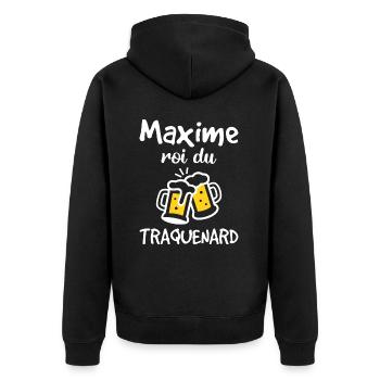 Maxime Roi Du Traquenard - Humour De Maxime - Veste à capuche bio Premium Unisexe - noir - Dos - Nico (187cm)