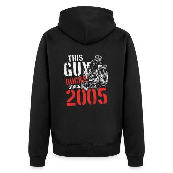 2005 Jahrgang Geburtstag Geschenk Motocross - Unisex Premium Bio Zip Hoodie - Schwarz - Hinten - Nico (187cm)