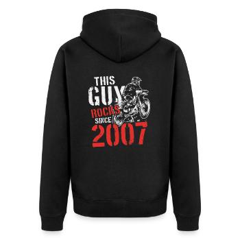 2007 Jahrgang Geburtstag Geschenk Motocross - Unisex Premium Bio Zip Hoodie - Schwarz - Hinten - Nico (187cm)