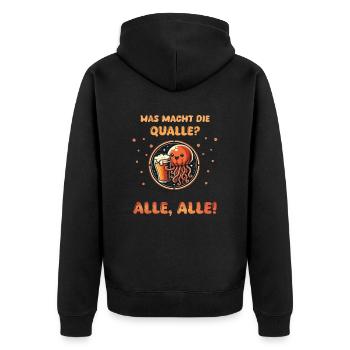 Que fait la méduse - bière ALL cadeau drôle - Veste à capuche bio Premium Unisexe - noir - Dos - Nico (187cm)