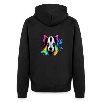 Border Collie Design en couleur - Veste à capuche bio Premium Unisexe - noir - Dos - Nico (187cm)
