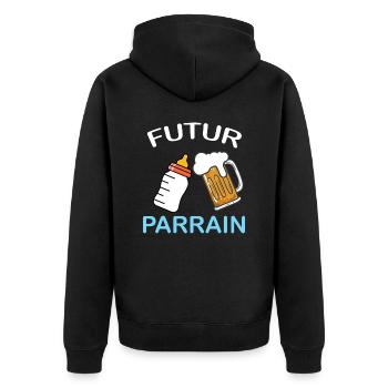 Parrain Annonce Naissance Frère Cadeau Homme - Veste à capuche bio Premium Unisexe - noir - Dos - Nico (187cm)